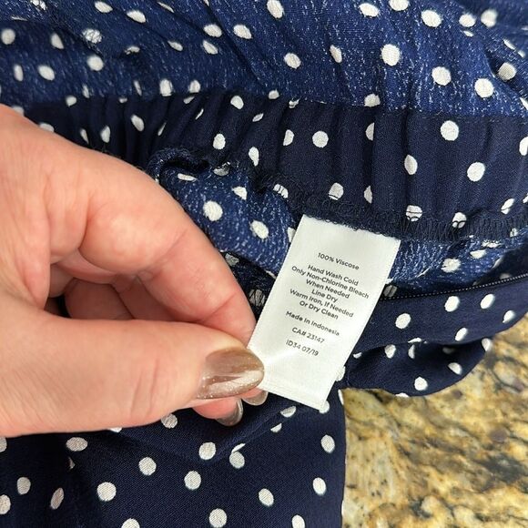 Talbots Navy Blue Polka Dot Short Sleeves Crop Silhouette Jumpsuit Size 16 - Picture 9 of 13